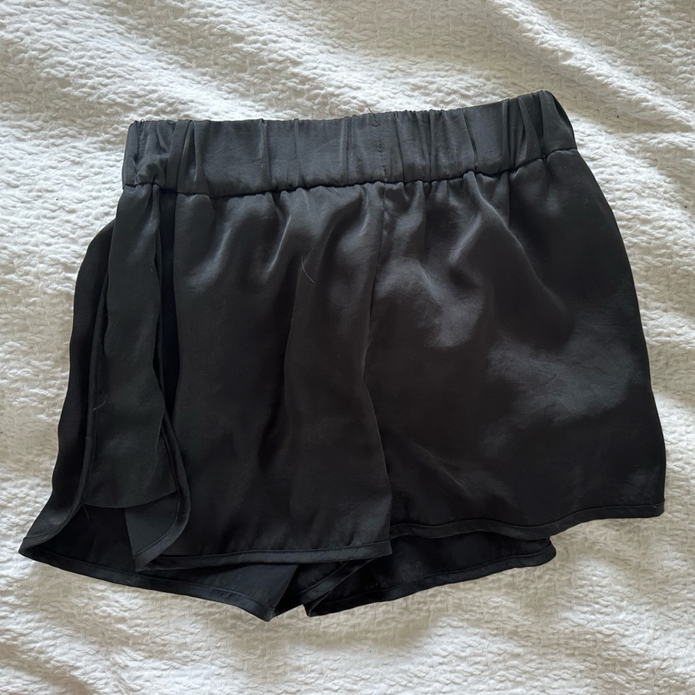Aritzia Little Moon Black Silk Shorts in Size XS
